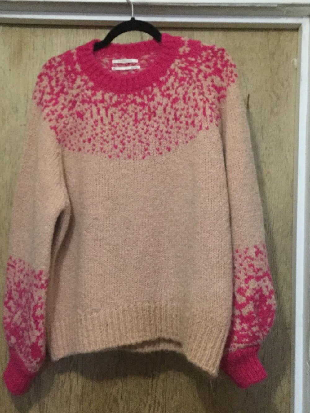 By Anthropologie fair isle knit sweater pinks size M made in Italy 24 pit 2 pit